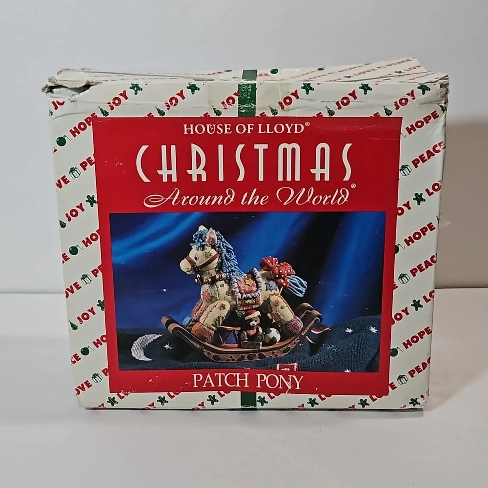 House of Lloyd VTG Christmas Around the World Patchwork Patch Pony Brown Blue - Picture 9 of 9